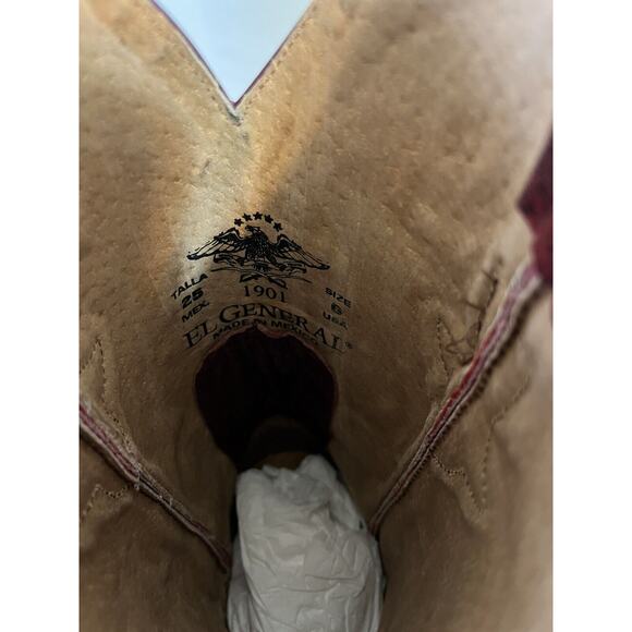 Stingray Lizard Patch Work J Toe Cowboy Boots by El General 1901 Mens Size 6 - Picture 6 of 7